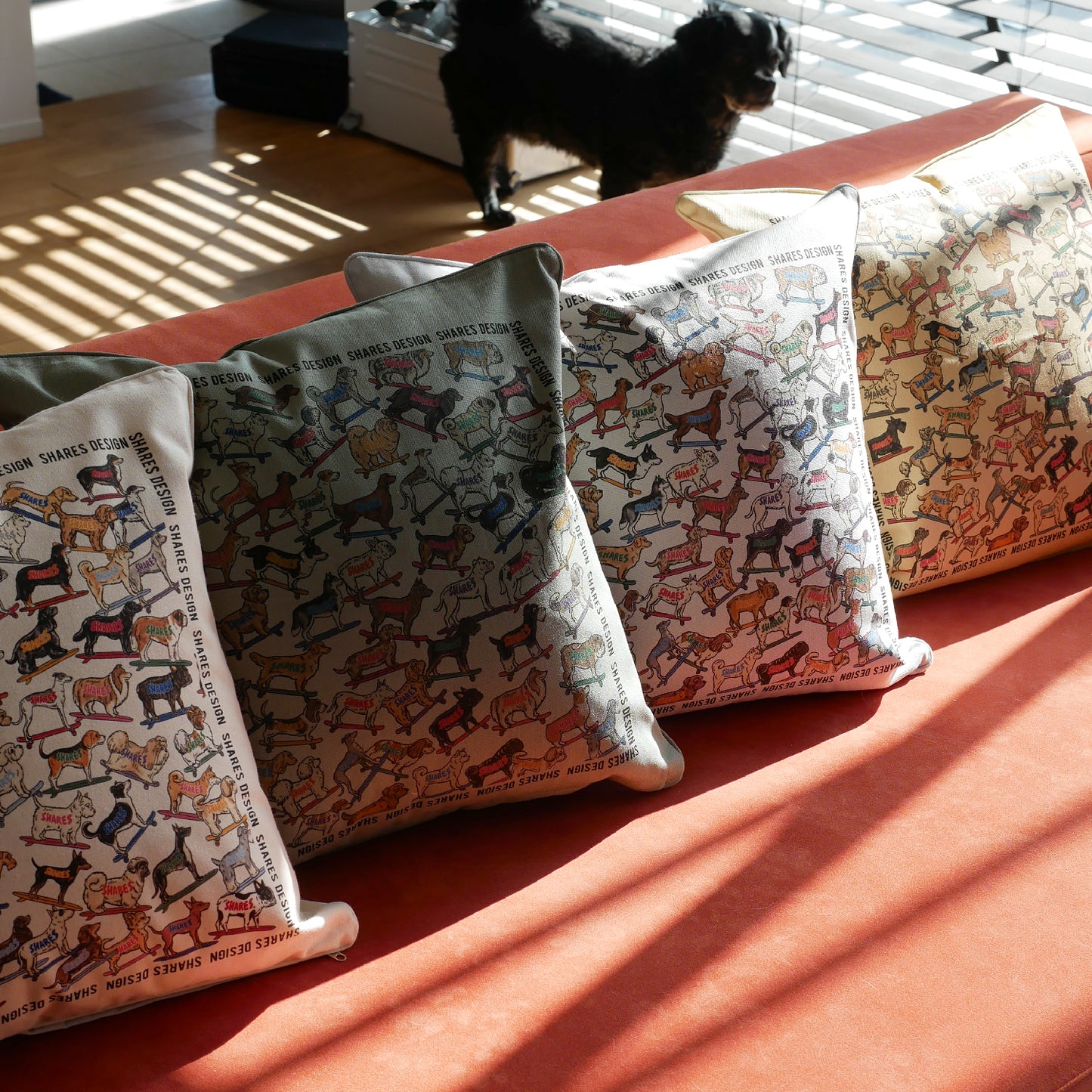 SHARES ALL OVER CUSHION COVER/ 総柄-クッションカバー(送料無料)