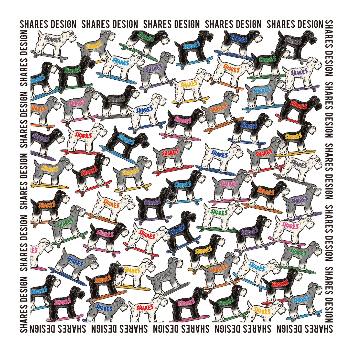 シュナウザー ALL OVER LONG BANDANA/ 総柄-バンダナ(送料無料)