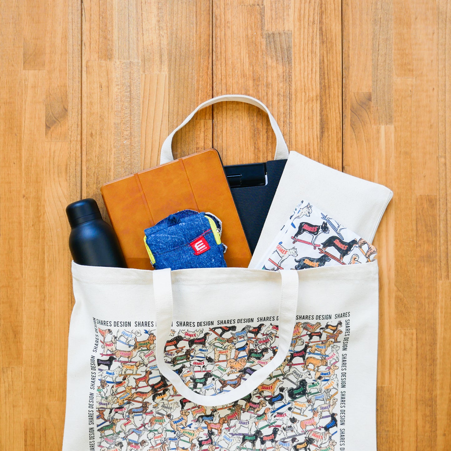 SHARES ALL OVER LONG BIG TOTE BAG/ 総柄-ビッグトート(送料無料)