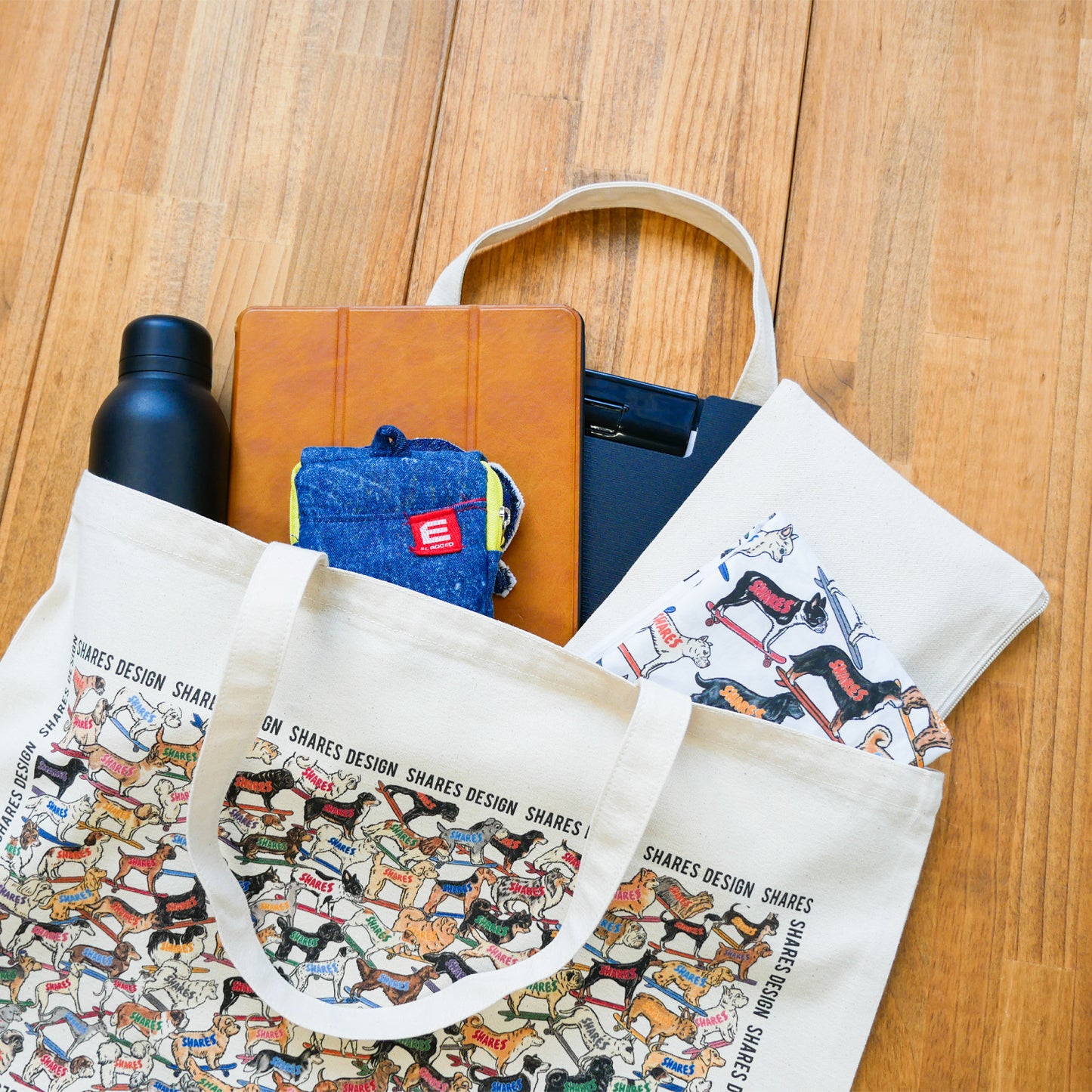 SHARES ALL OVER LONG BIG TOTE BAG/ 総柄-ビッグトート(送料無料)