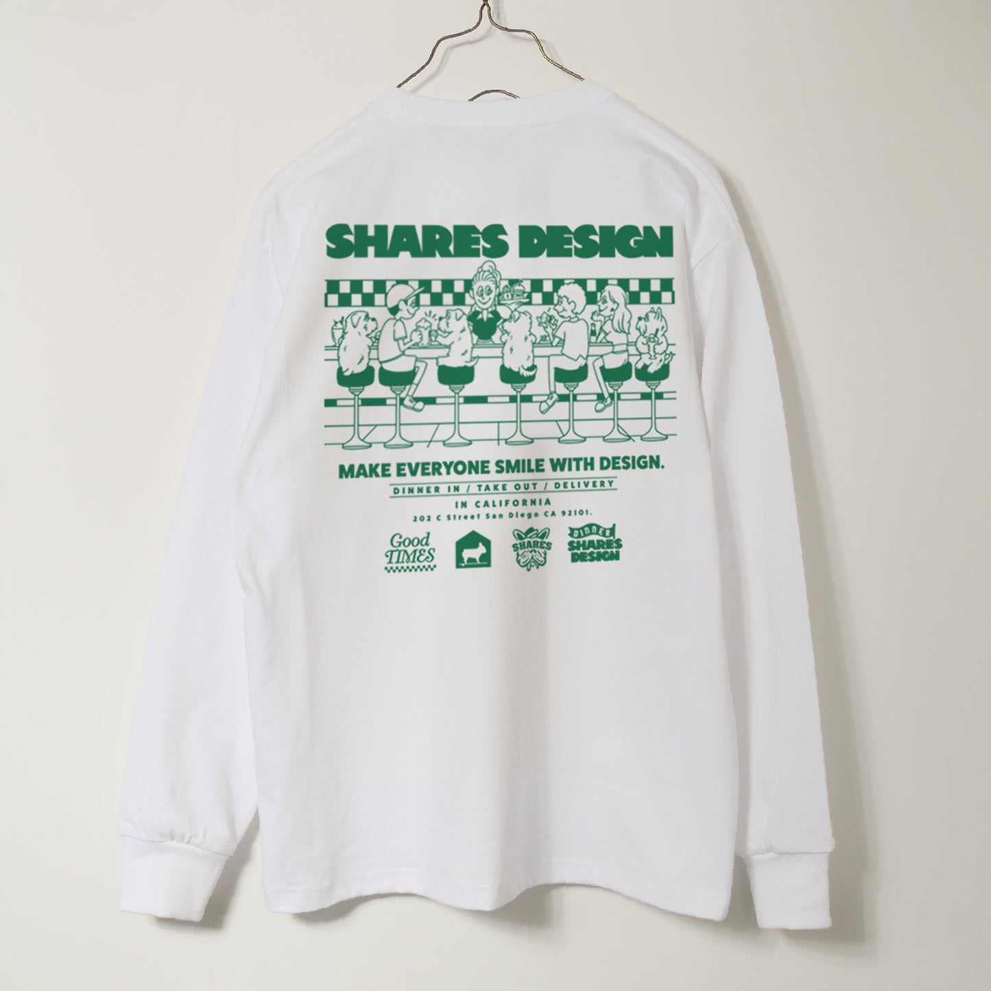 DINNER-BURGER LONG SLEEVE TEE【Green】 / 長袖Tシャツ