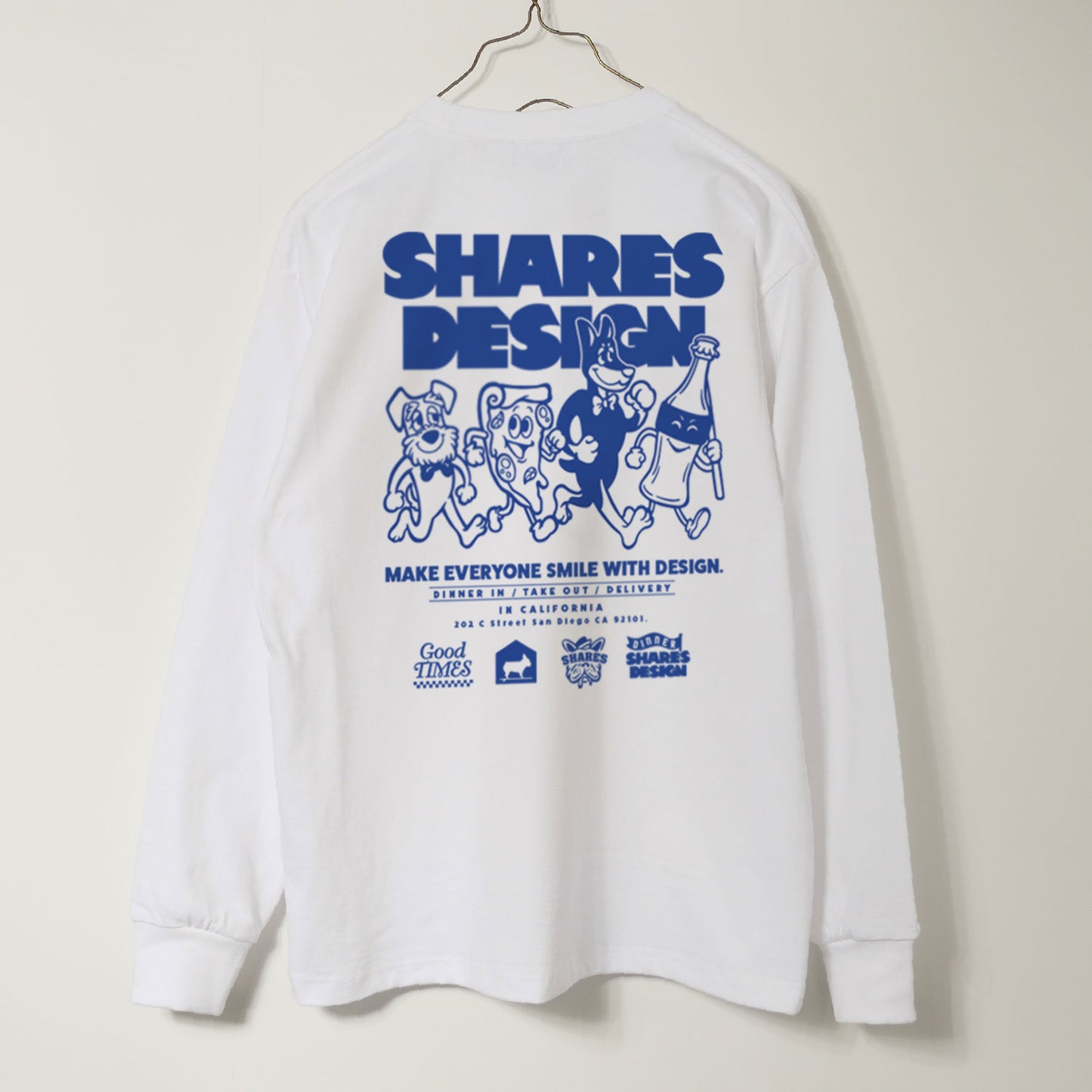 DINNER-DELIVERY LONG SLEEVE TEE【Blue】 / 長袖Tシャツ