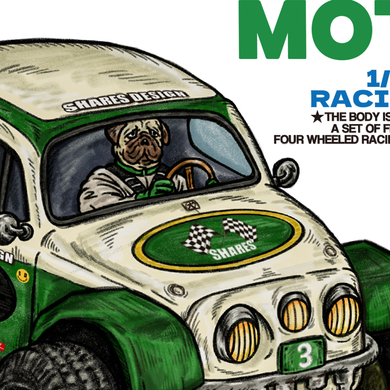 【SD-MOTOR】PUG RACING BUGGY-TEE/半袖Tシャツ