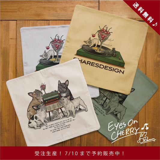 【受注生産!予約7/10まで!】 “Eyes on CHERRY” art by RUUU.  CUSHION COVER ( 送料無料 )  / クッションカバー(両面プリント)