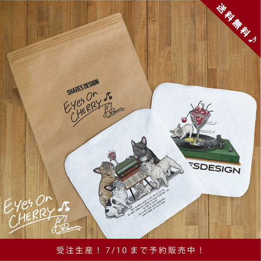【受注生産!予約7/10まで!】 “Eyes on CHERRY” art by RUUU.  HAND TOWEL SET ( 送料無料 )/ ハンカチタオル 2 枚セット