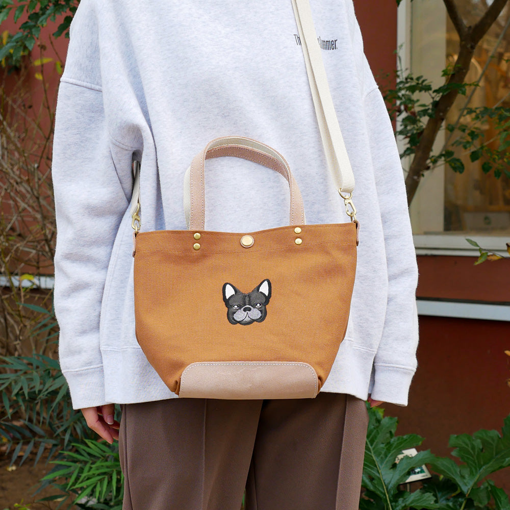 FB FACE EMB SHOULDER 2WAY BAG 【Brindle】