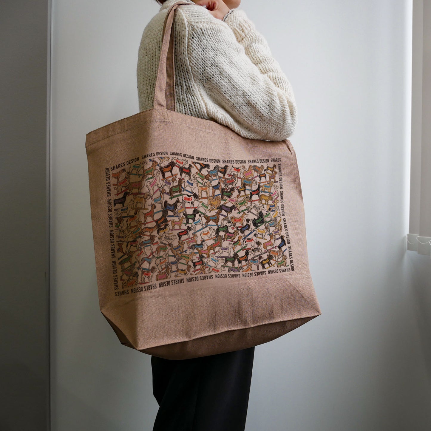 SHARES ALL OVER LONG BIG TOTE BAG/ 総柄-ビッグトート(送料無料)