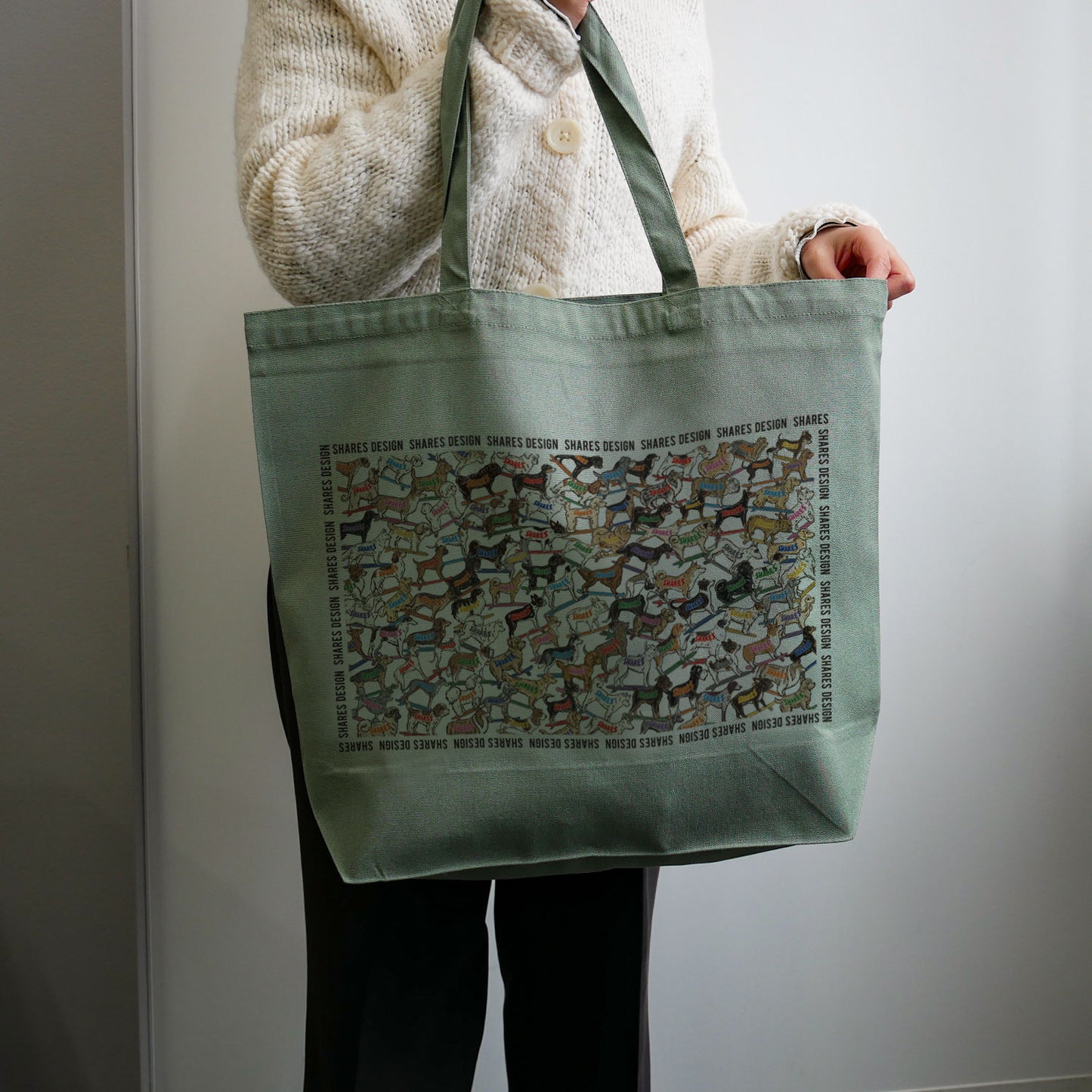 SHARES ALL OVER LONG BIG TOTE BAG/ 総柄-ビッグトート(送料無料)