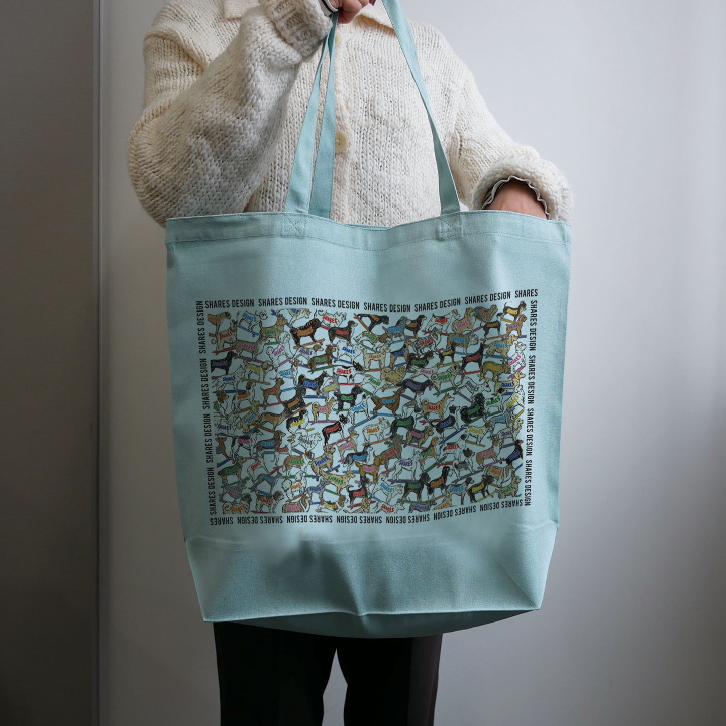 SHARES ALL OVER LONG BIG TOTE BAG/ 総柄-ビッグトート(送料無料)