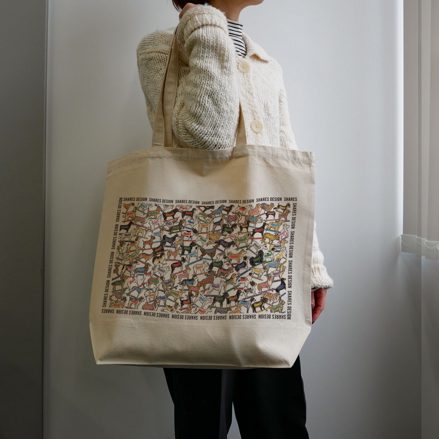 SHARES ALL OVER LONG BIG TOTE BAG/ 総柄-ビッグトート(送料無料)