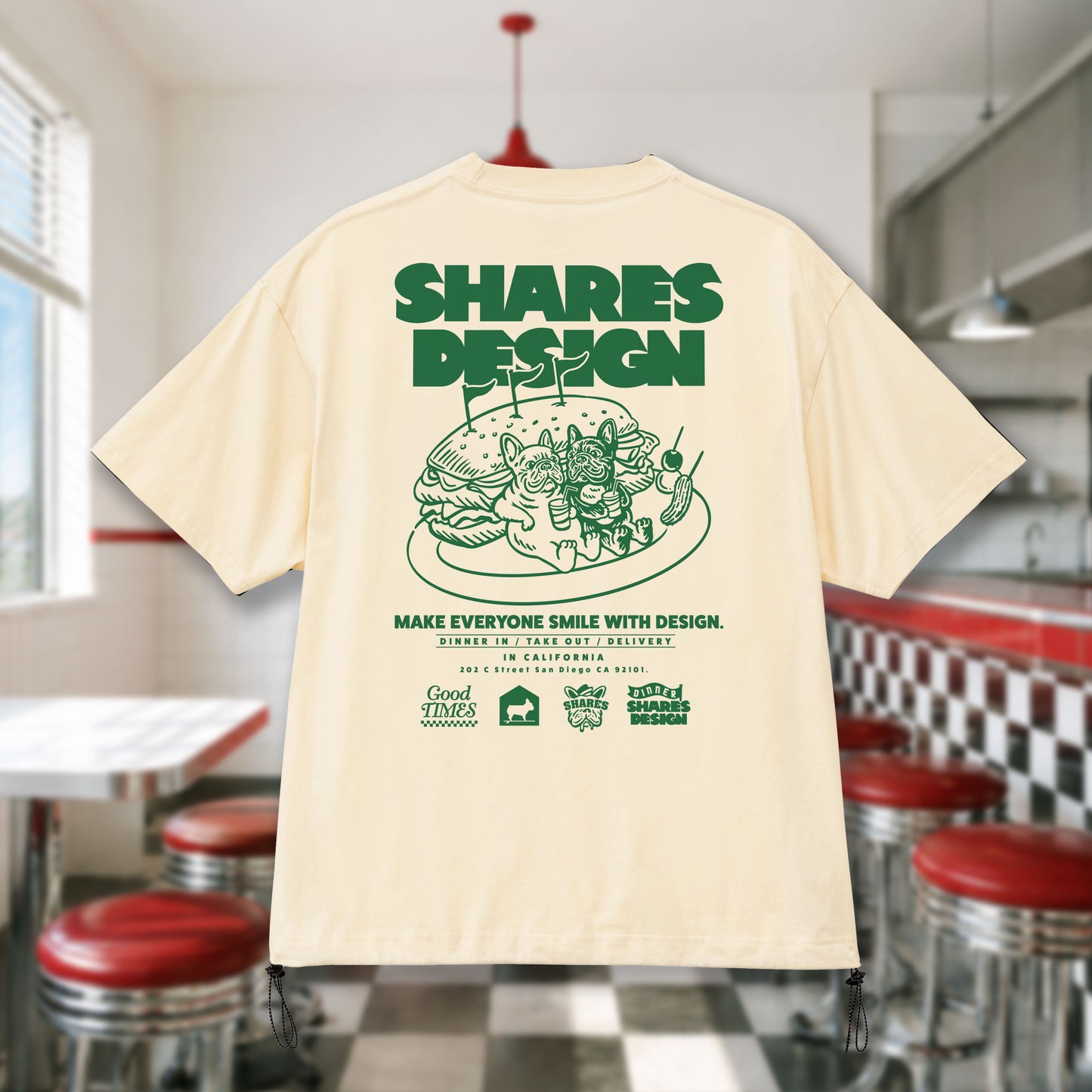 〈SHARES DINER〉DINER /ドローコードTシャツ