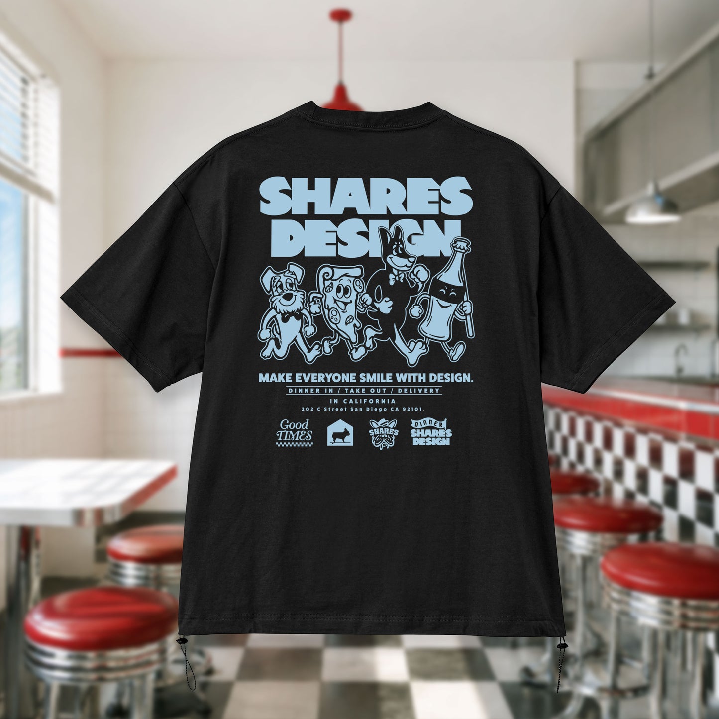 〈SHARES DINER〉PIZZA /ドローコードTシャツ