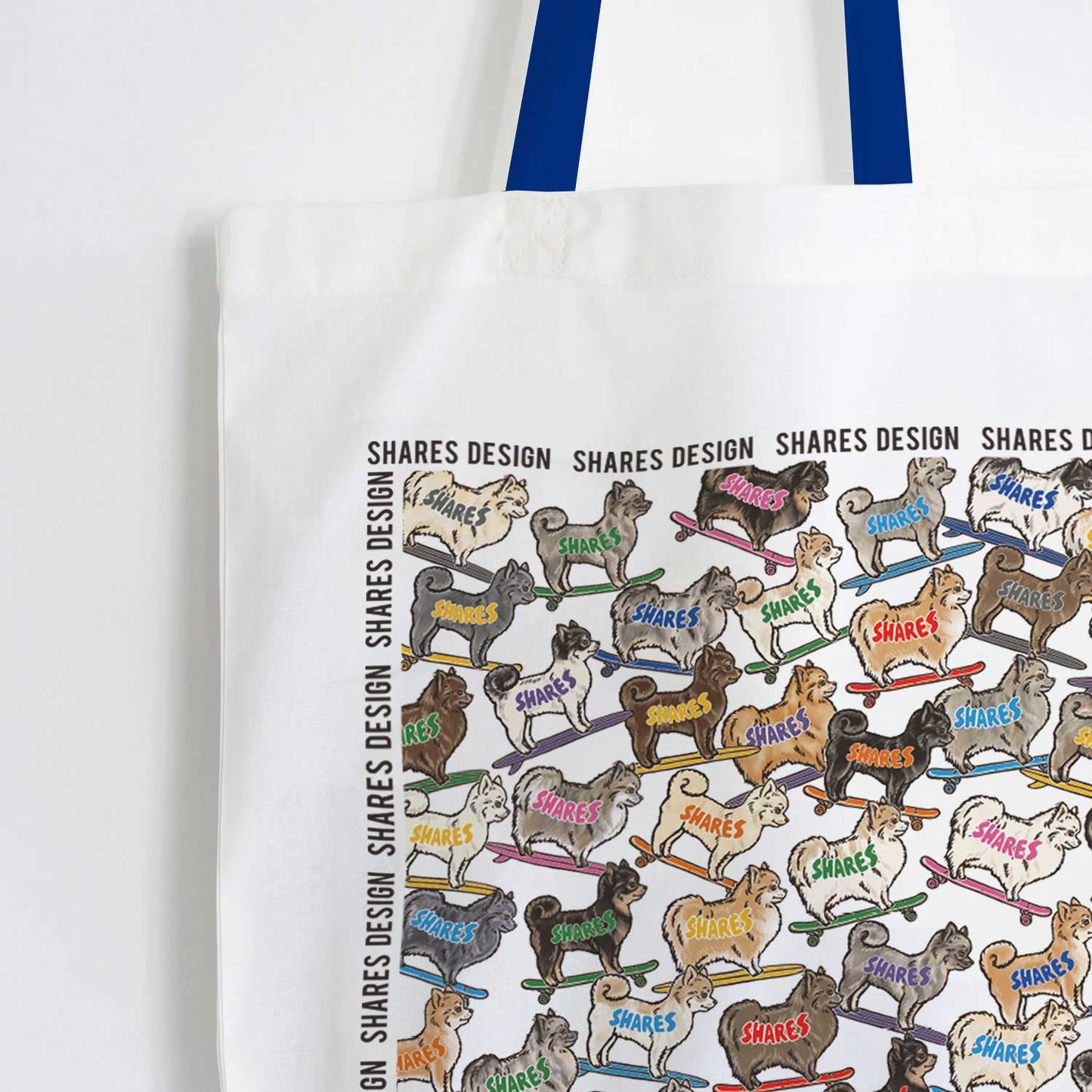 ポメラニアン ALL OVER FLAT TOTE BAG/ 総柄-トート（送料無料）