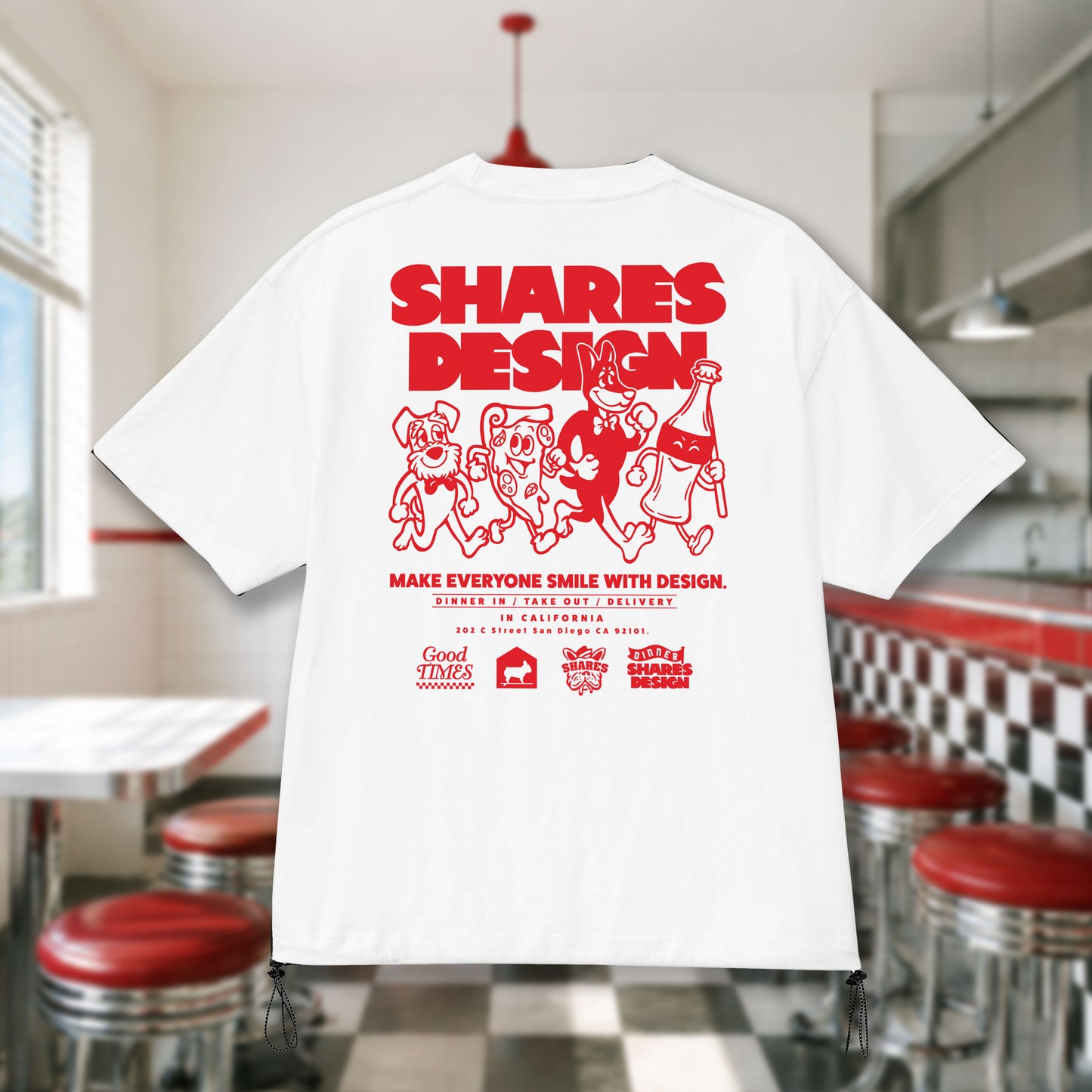 〈SHARES DINER〉PIZZA /ドローコードTシャツ
