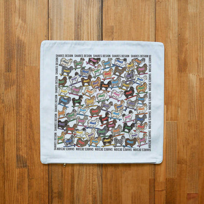 ポメラニアン ALL OVER CUSHION COVER/ 総柄-クッションカバー（送料無料）
