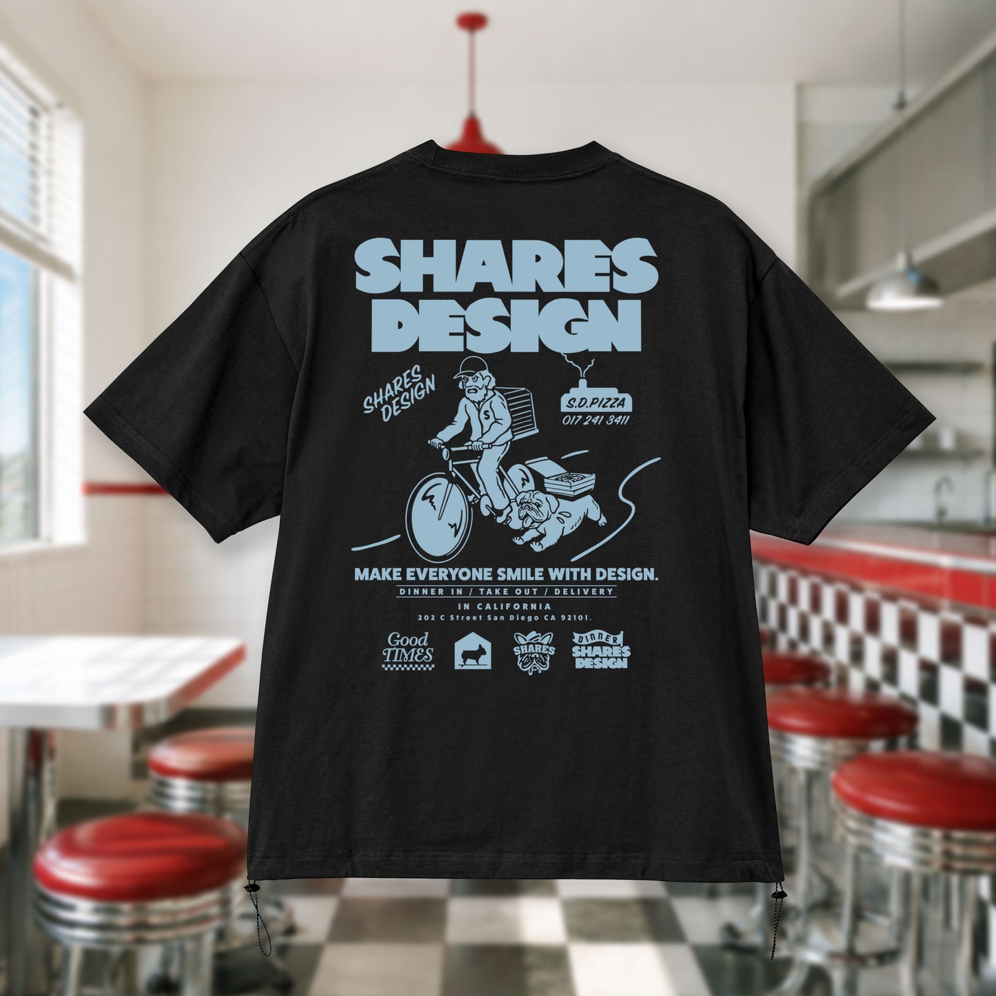 〈SHARES DINER〉DELIVERY /ドローコードTシャツ