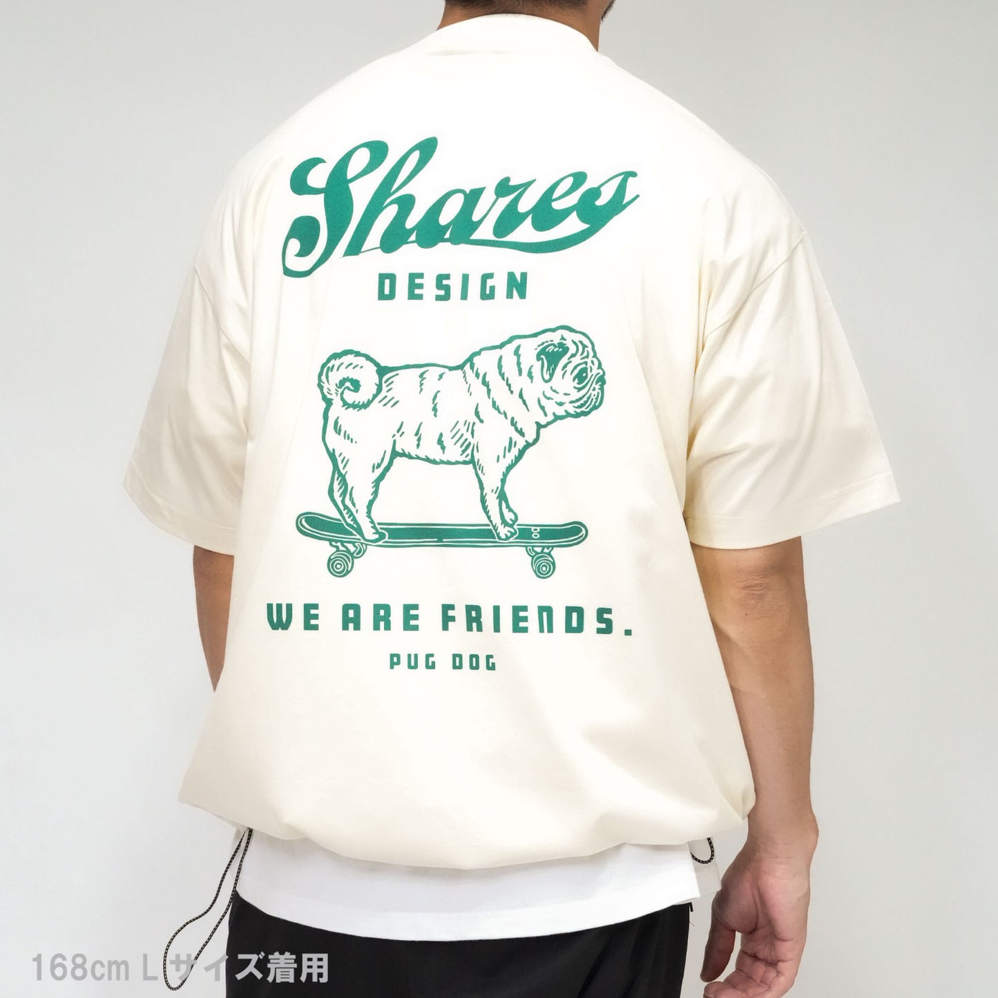 〈DOG FRIENDS〉Pug /ドローコードTシャツ