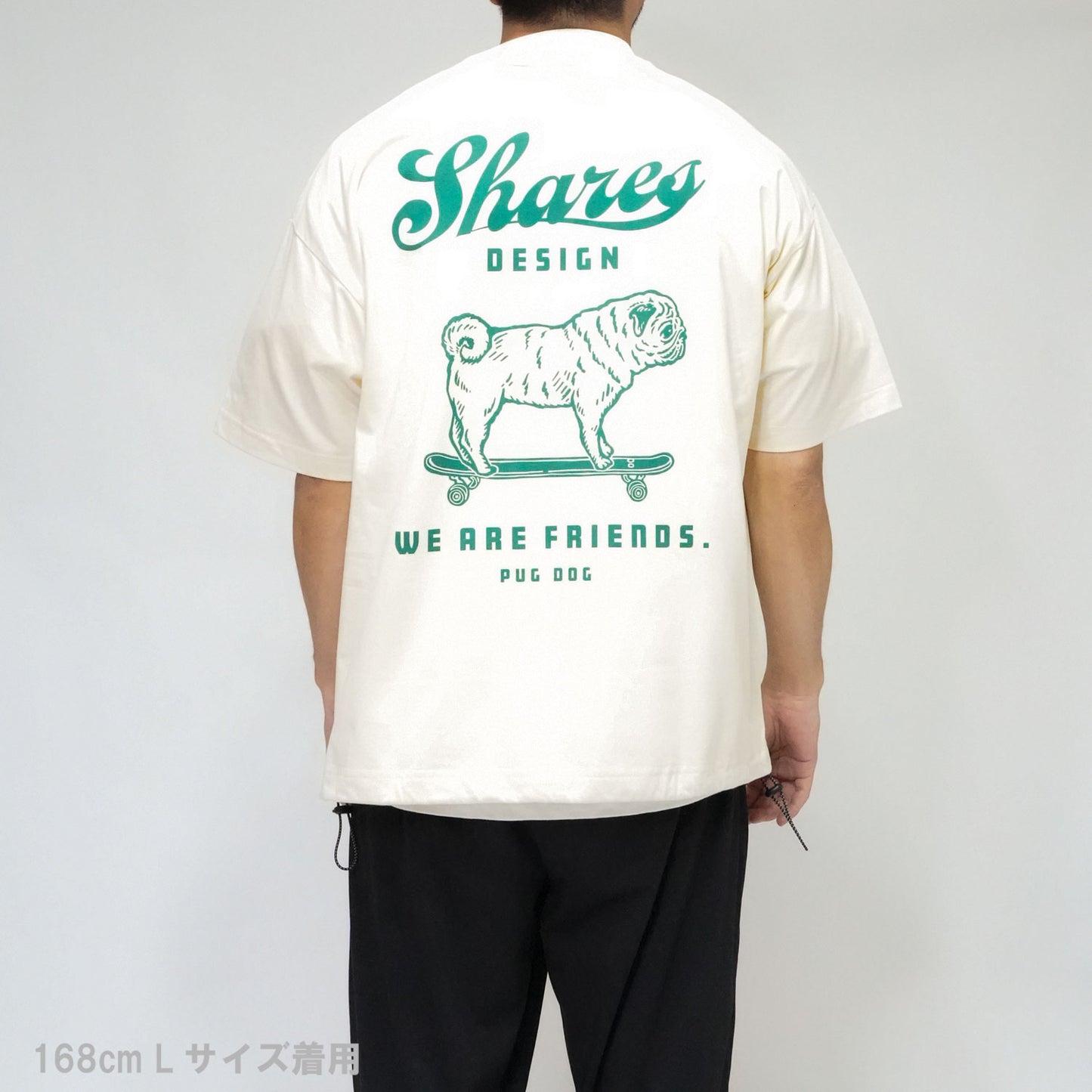 〈DOG FRIENDS〉Pug /ドローコードTシャツ