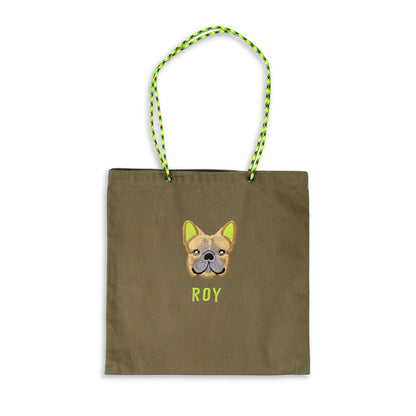 ネーム刺繍セミオーダー【フレブルフェイスPARACORD SQUARE TOTE BAG/ スクエアトートバッグ】