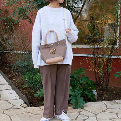 FB FACE EMB SHOULDER 2WAY BAG 【Fawn】