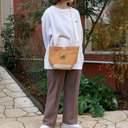 FB FACE EMB SHOULDER 2WAY BAG 【Fawn】