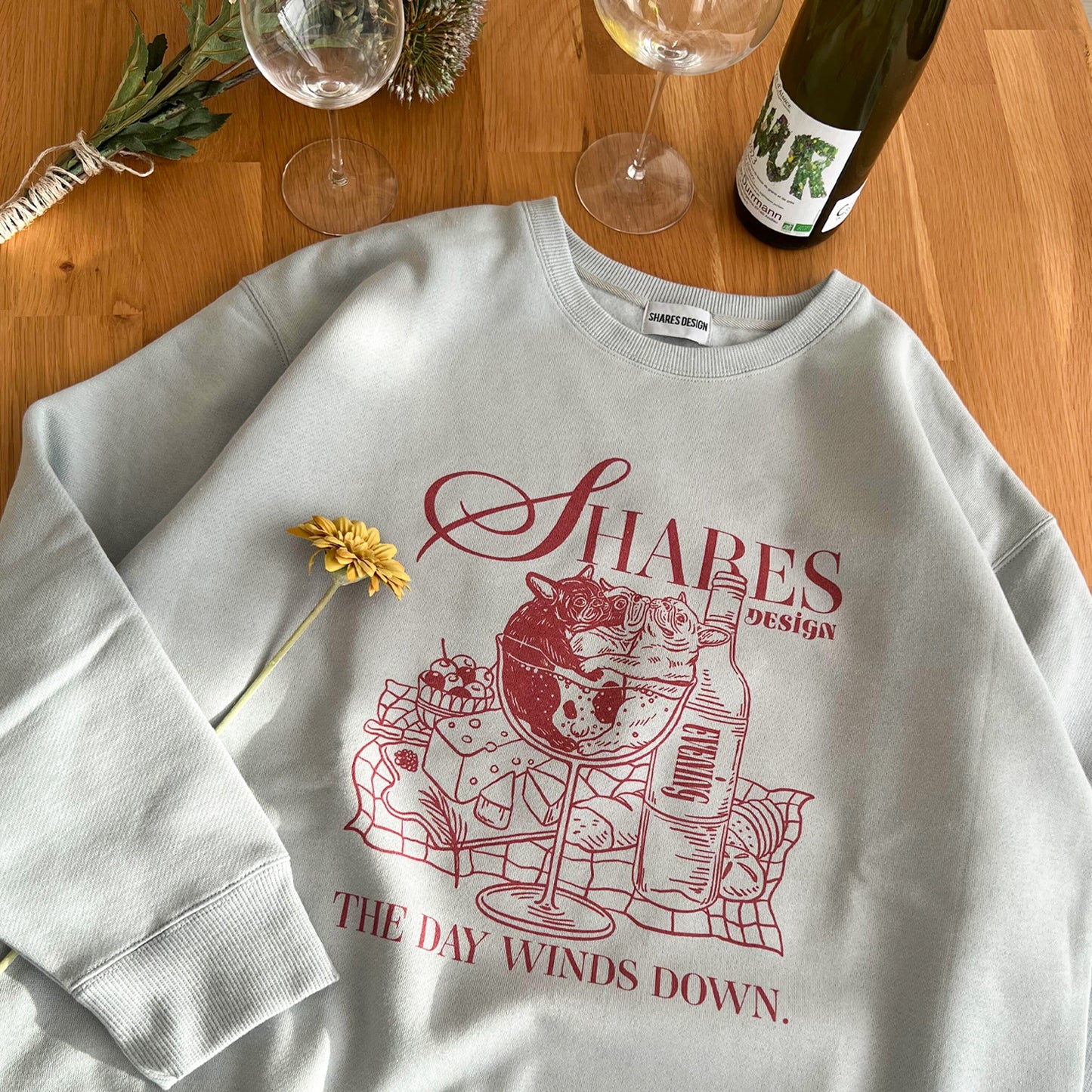 “THE DAY in Slow Time”レディースオーバーサイズスウェット（裏起毛）art by RUUU.