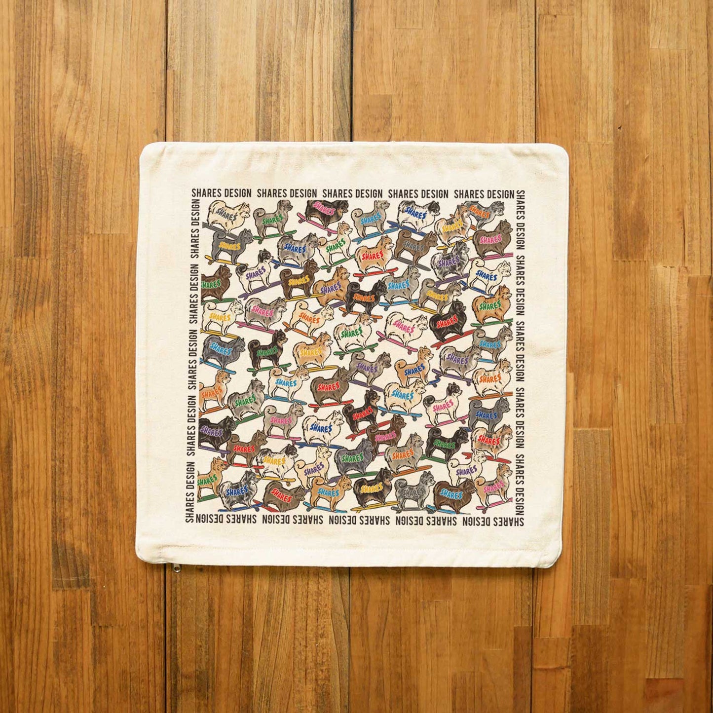 ポメラニアン ALL OVER CUSHION COVER/ 総柄-クッションカバー（送料無料）