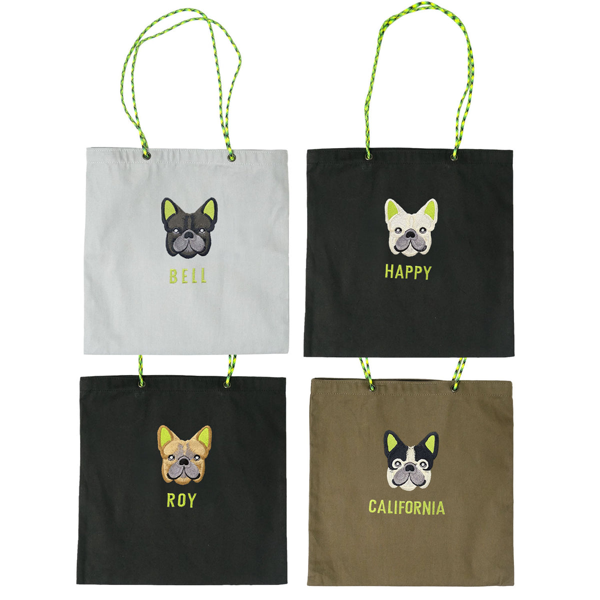 ネーム刺繍セミオーダー【フレブルフェイスPARACORD SQUARE TOTE BAG/ スクエアトートバッグ】