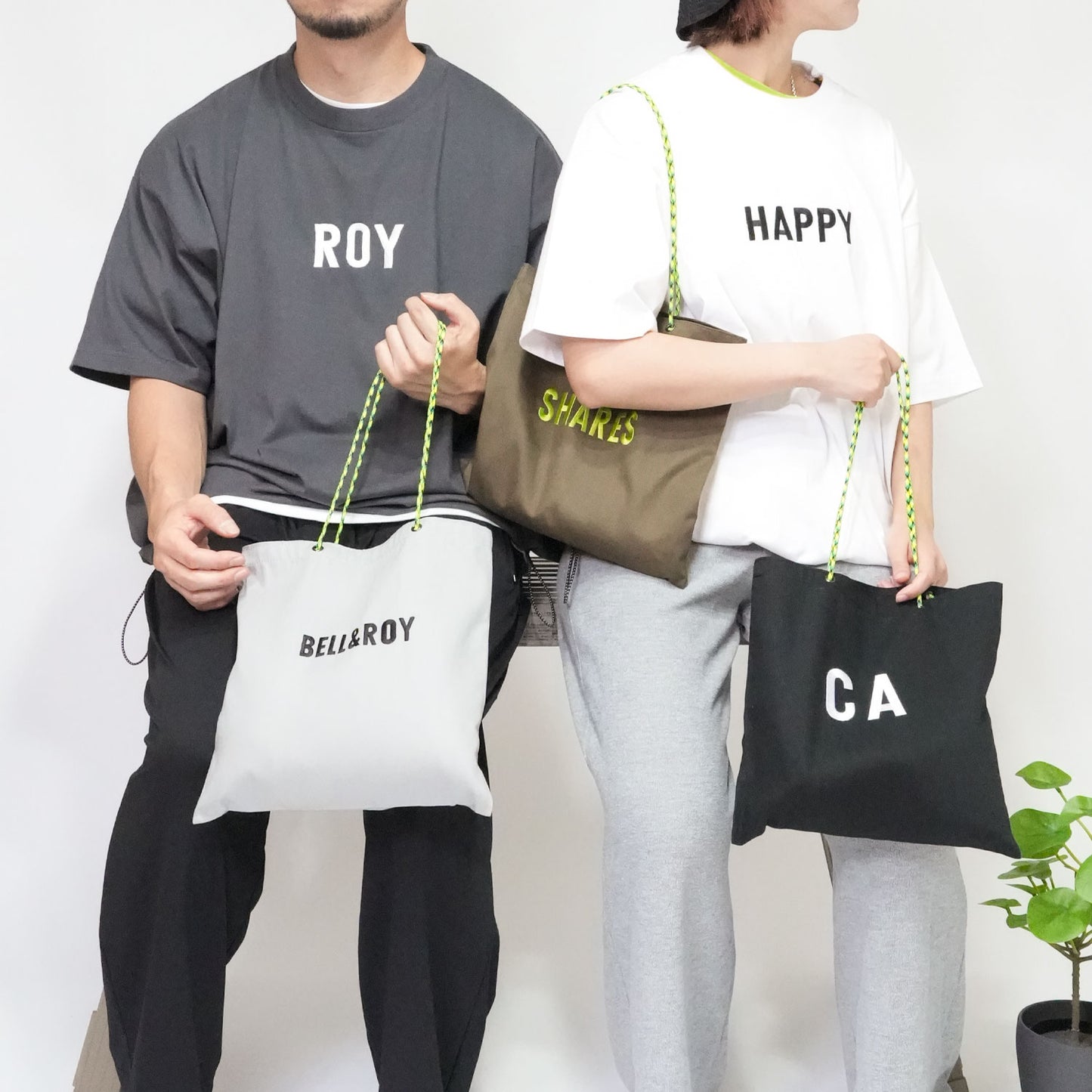 〈期間限定受注生産〉ネーム刺繍セミオーダー【 ドローコード T＋スクエアトートバッグ お得セット】