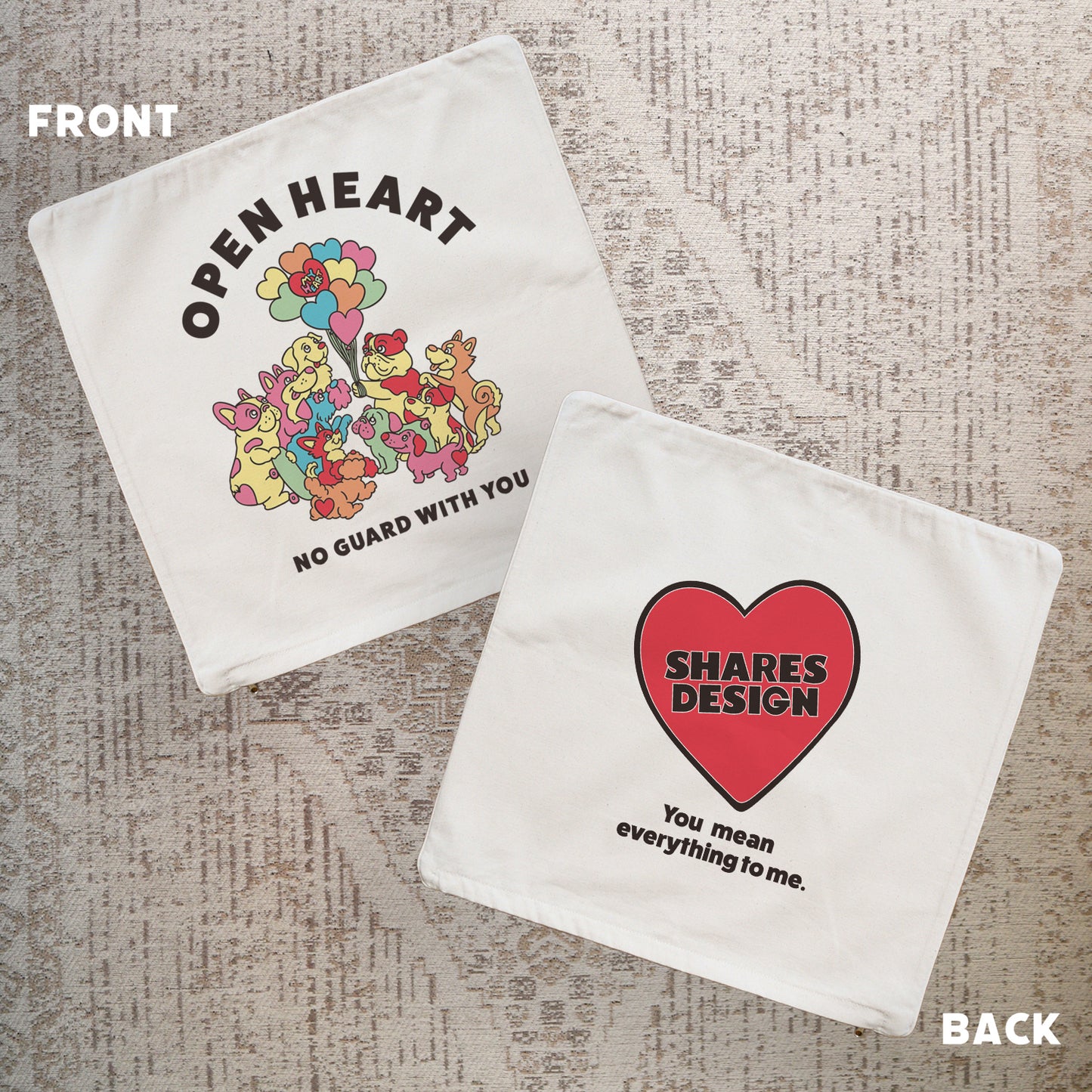 【期間限定！4/19まで販売中】 〈OPEN HEART♡〉   CUSHION COVER/ クッションカバー（送料無料）