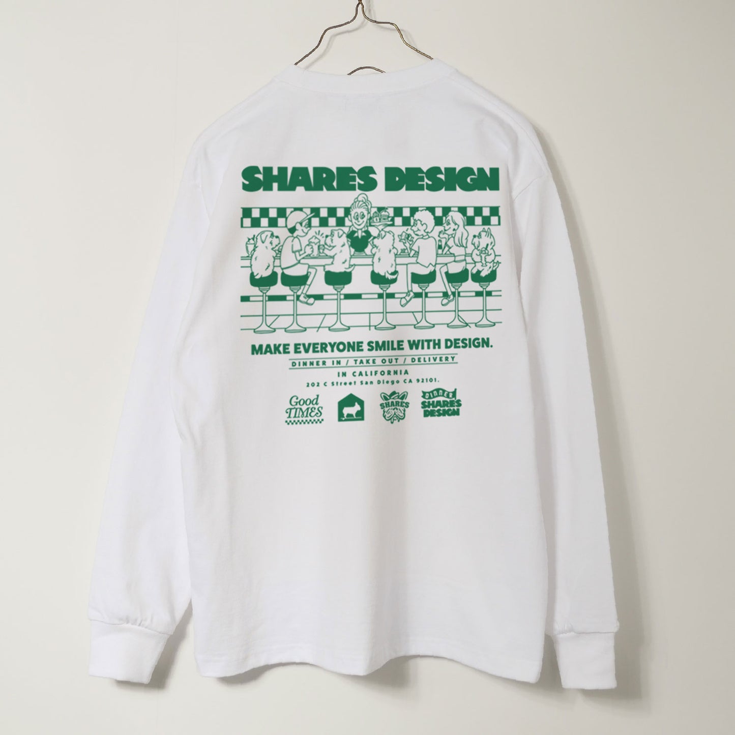 DINNER-BURGER LONG SLEEVE TEE【Green】  / 長袖Tシャツ