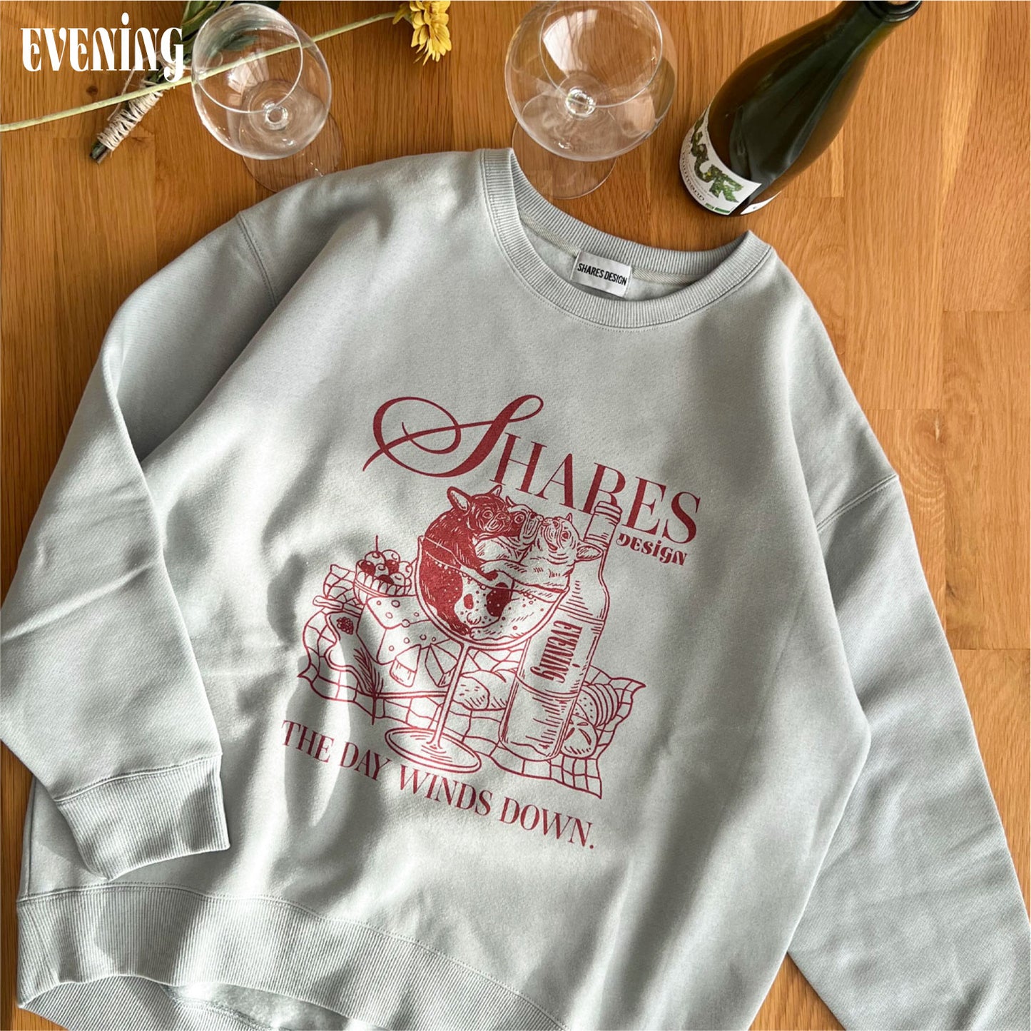 “THE DAY in Slow Time”レディースオーバーサイズスウェット（裏起毛）art by RUUU.