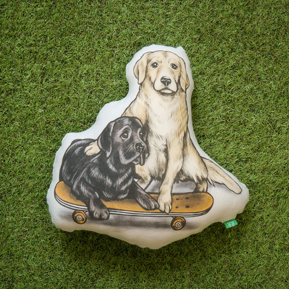 80s VINTAGE Golden Retriever＆Labrador Retriever Cushion