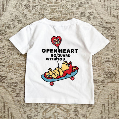 【期間限定！4/19まで販売中】 〈OPEN HEART♡〉KIDST-SHIRTS/ 半袖キッズTシャツ（送料無料）