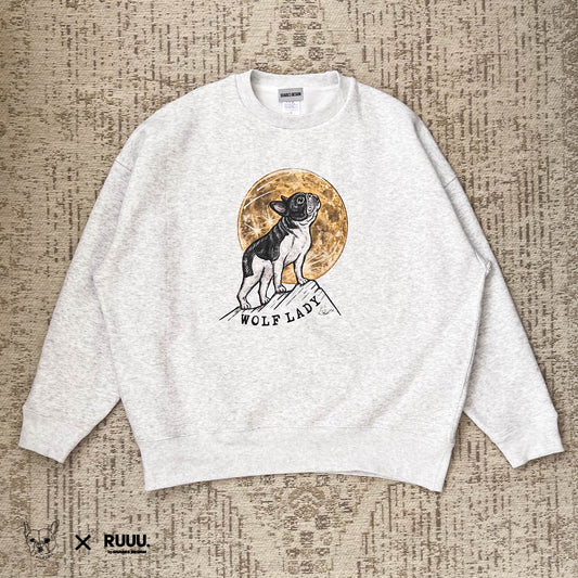 【受注生産！12/17まで予約中！年内にお届け】〈WOLFLADY×RUUU.〉MOON BIG CREW SWEAT