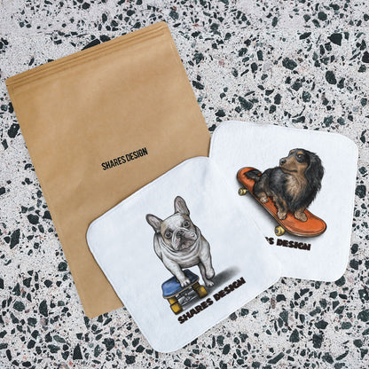 DOG SKATER-HANDTOWEL SET(送料無料)／ ハンカチ2枚セット（フレブル／ダックスフンド／柴犬　全3種）