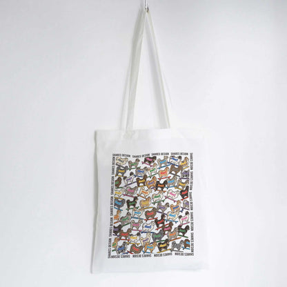 ポメラニアン ALL OVER FLAT TOTE BAG/ 総柄-トート（送料無料）