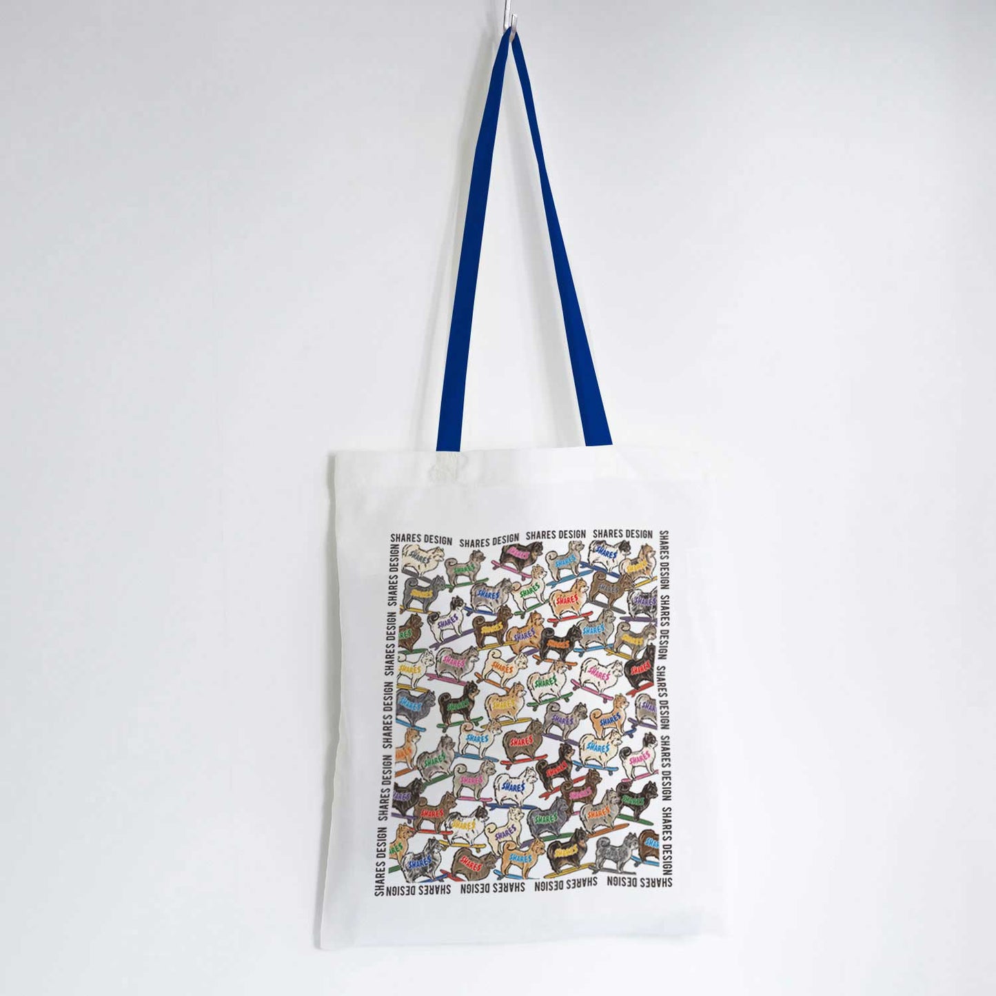 ポメラニアン ALL OVER FLAT TOTE BAG/ 総柄-トート（送料無料）