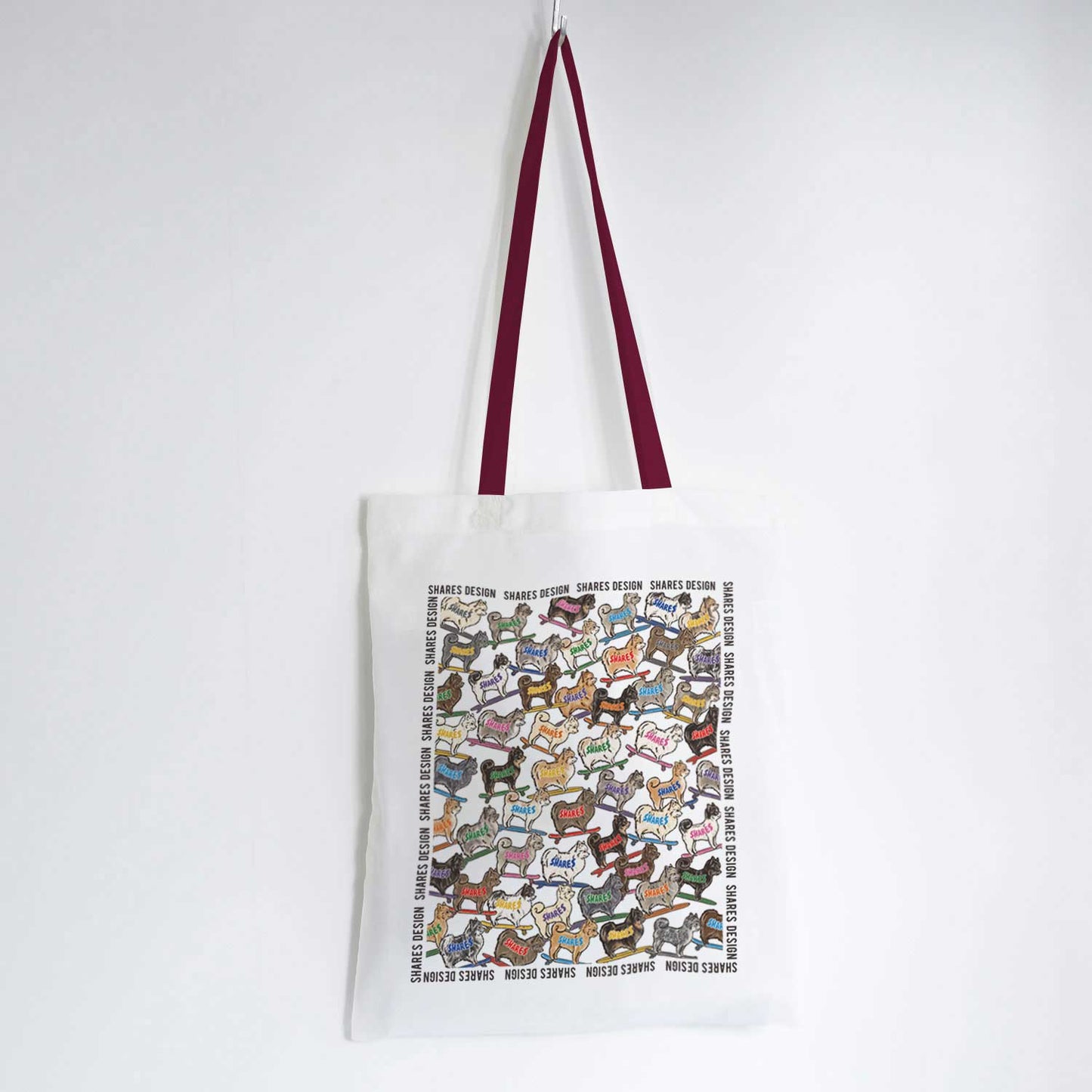ポメラニアン ALL OVER FLAT TOTE BAG/ 総柄-トート（送料無料）