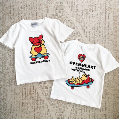 【期間限定！4/19まで販売中】 〈OPEN HEART♡〉KIDST-SHIRTS/ 半袖キッズTシャツ（送料無料）