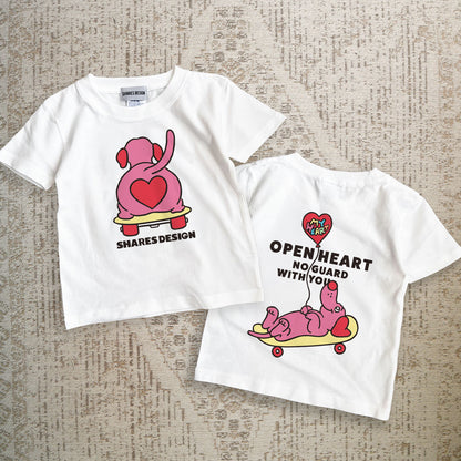 【期間限定！4/19まで販売中】 〈OPEN HEART♡〉KIDST-SHIRTS/ 半袖キッズTシャツ（送料無料）
