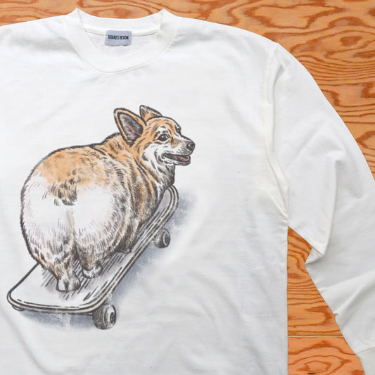 VINTAGE DOG SKATER (CORGI ) / LONG SLEEVE T-shirts