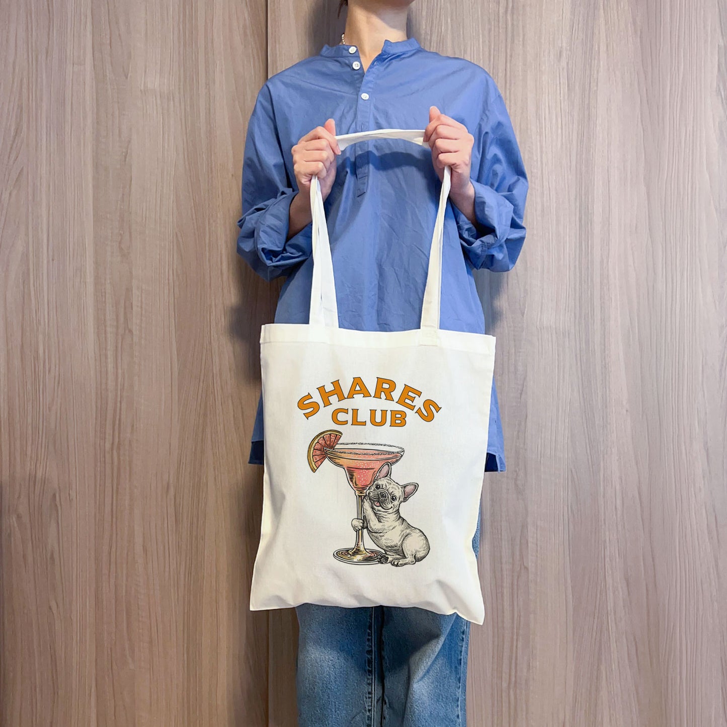 【期間限定！ 7/26 まで販売中】RUUU 描きおろし 〈 SHARES CLUB〉FLAT TOTE BAG / フラットトートバッグ（送料無料）