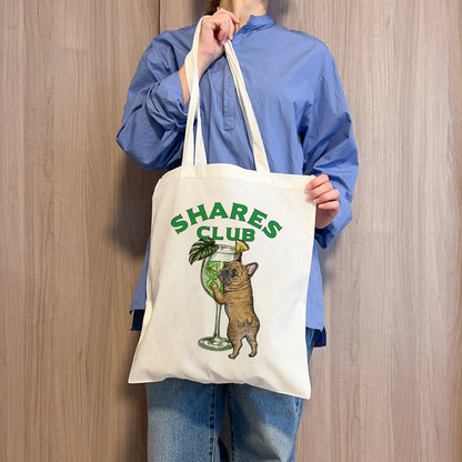 【期間限定！ 7/26 まで販売中】RUUU 描きおろし 〈 SHARES CLUB〉FLAT TOTE BAG / フラットトートバッグ（送料無料）