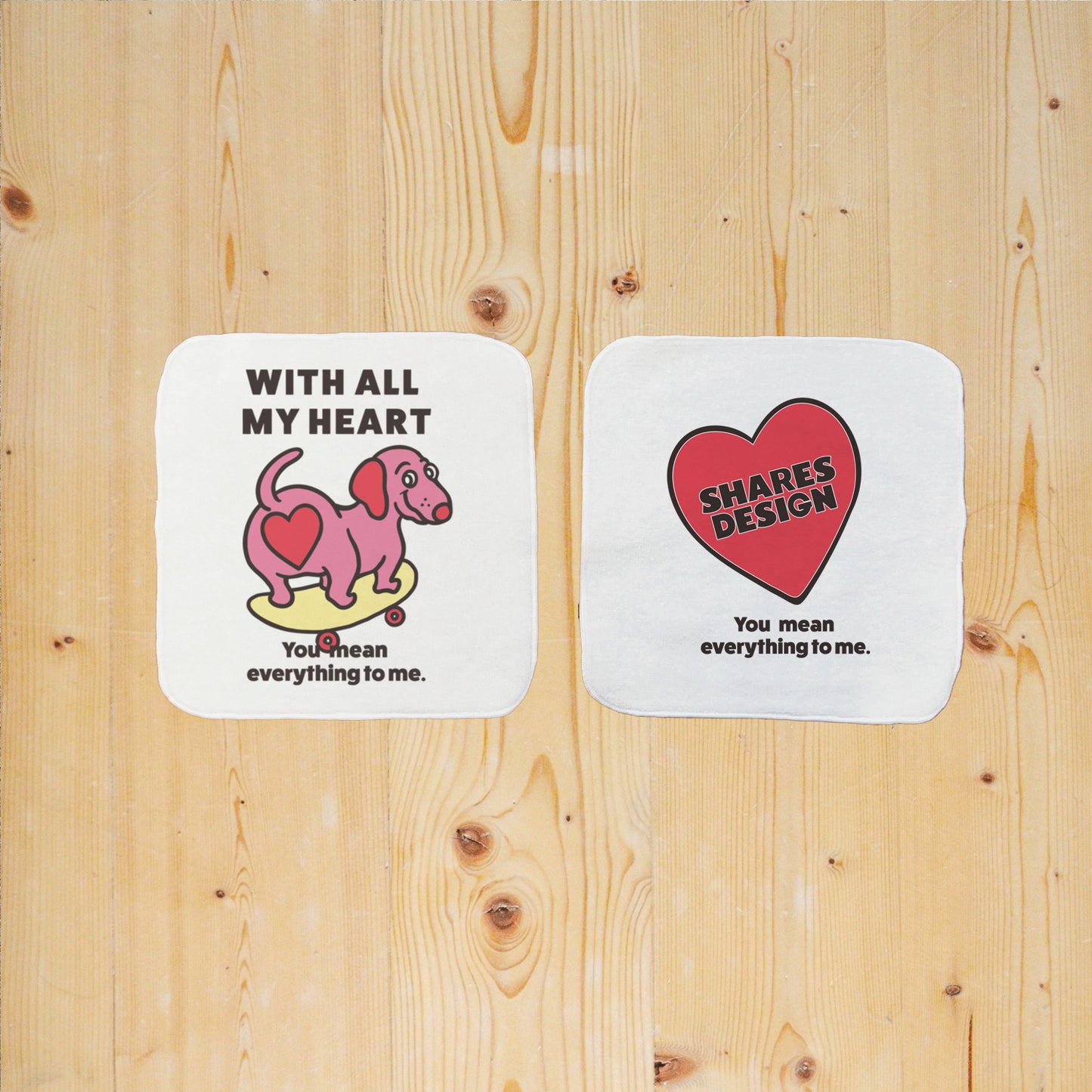 【期間限定！ 2/23 まで販売中】 〈 MY HEART♡〉 HAND TOWEL 2PCS SET/ ハンドタオル 2 枚セット（送料無料）