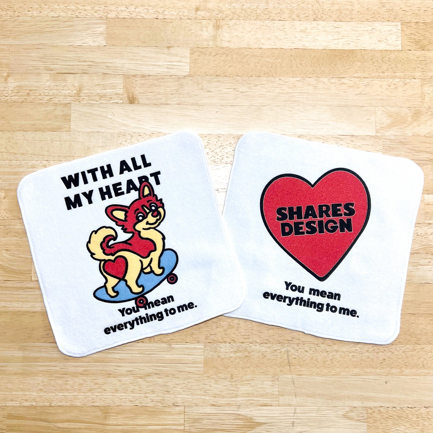 【期間限定！ 2/23 まで販売中】 〈 MY HEART♡〉 HAND TOWEL 2PCS SET/ ハンドタオル 2 枚セット（送料無料）