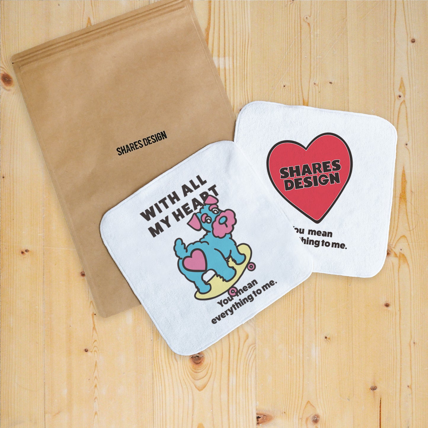 【期間限定！ 2/23 まで販売中】 〈 MY HEART♡〉 HAND TOWEL 2PCS SET/ ハンドタオル 2 枚セット（送料無料）