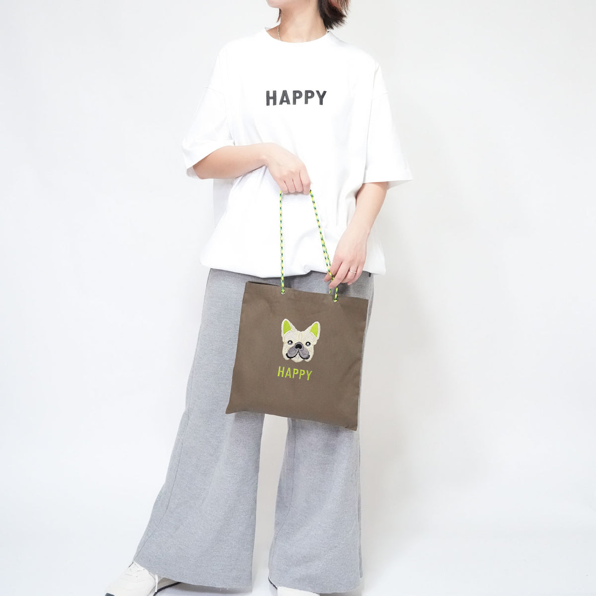 ネーム刺繍セミオーダー【フレブルフェイスPARACORD SQUARE TOTE BAG/ スクエアトートバッグ】