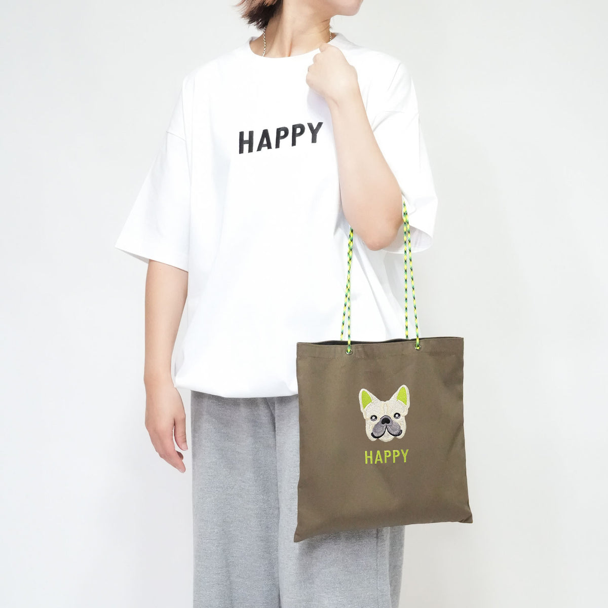 ネーム刺繍セミオーダー【フレブルフェイスPARACORD SQUARE TOTE BAG/ スクエアトートバッグ】
