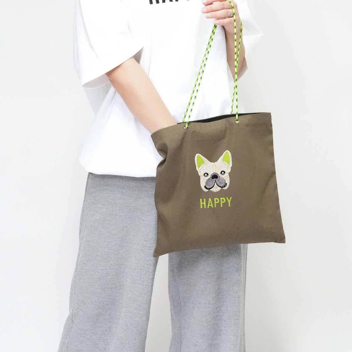 ネーム刺繍セミオーダー【フレブルフェイスPARACORD SQUARE TOTE BAG/ スクエアトートバッグ】